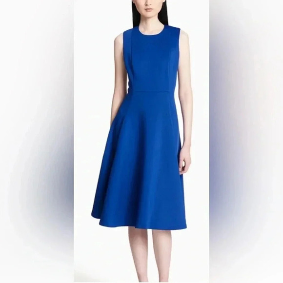 Calvin Klein Scuba Flare Royal Blue Dress Size 4 - Picture 2 of 10
